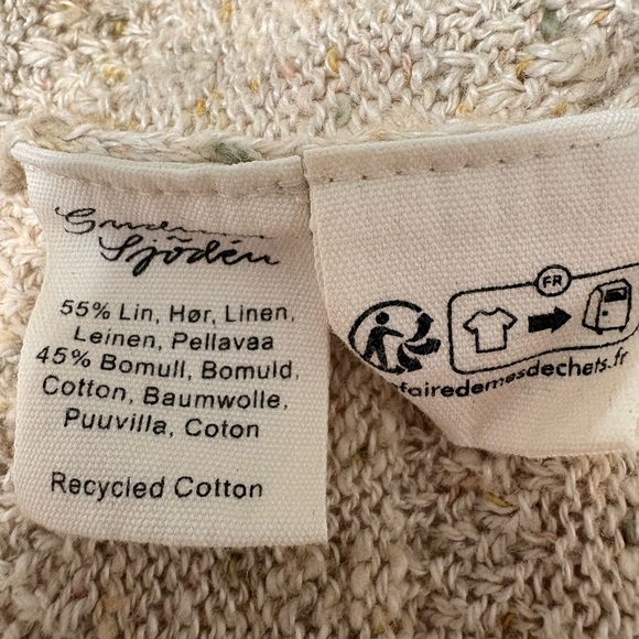 Gudrun Sjödén Beige Knit Open Fron Cardigan Shawl Vest Linen Cotton Lightweight - Picture 9 of 11